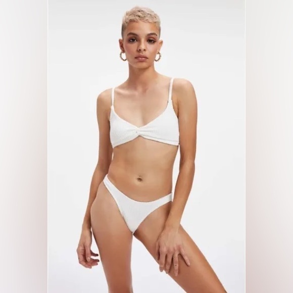 Good American Always Fits Twist Bikini Top in Ivory001 - Picture 3 of 7